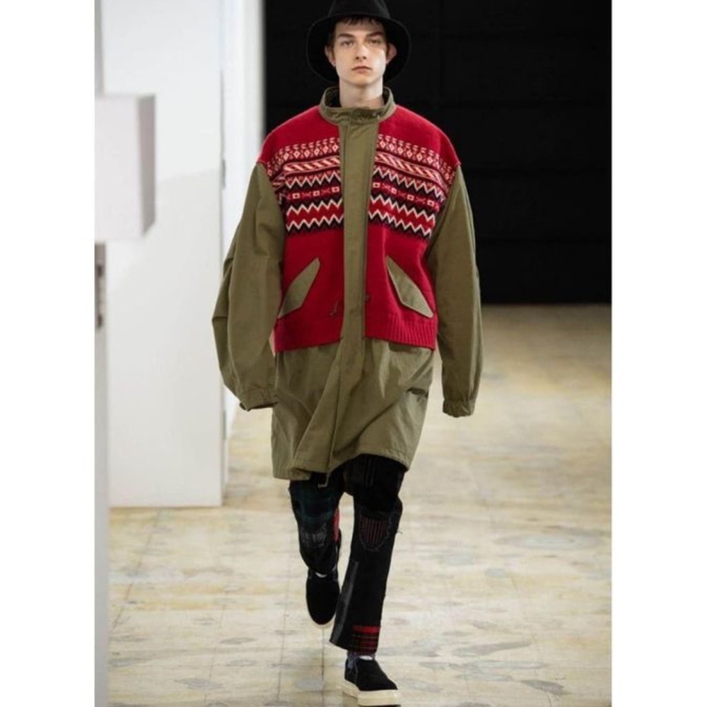junya watanabe comme des garçons Stylish Red and Green Men's Jacket oversized